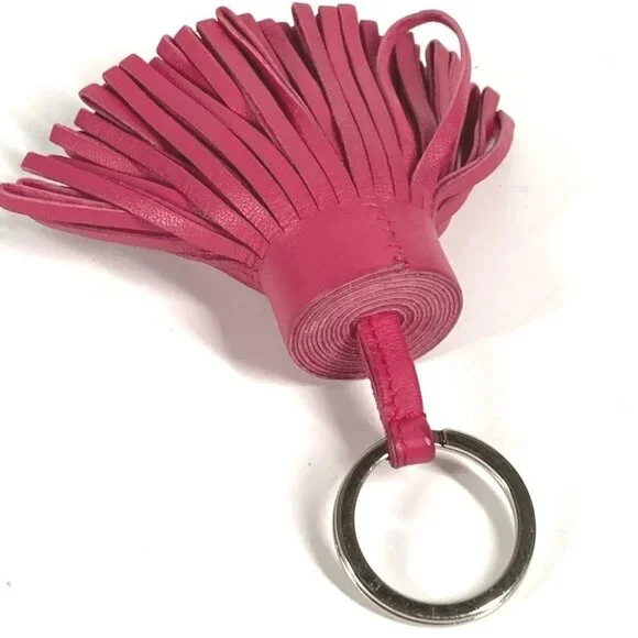 HERMES Fringe tassel Carmen Bag Charm Key Holder Leather / Metal pink - Picture 5 of 8